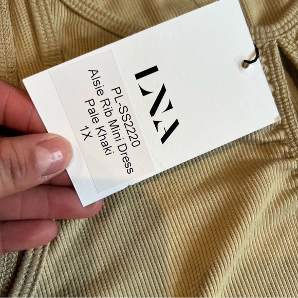 LNA Alsi Rib Mini Dress in Pale Khaki NWT - Picture 4 of 7